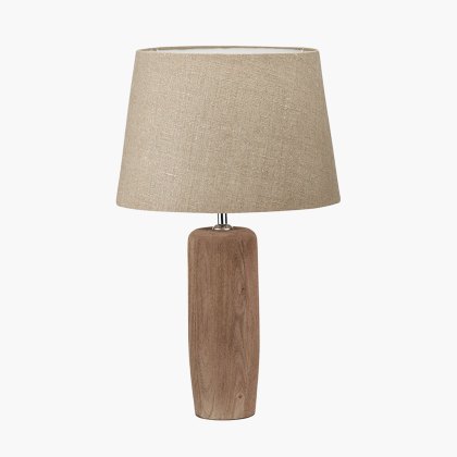 Pacific Inaya Natural Wood Table Lamp With Milos Linen Shade