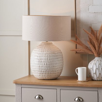 Pacific Signe Warm White Linear Texture Ceramic Table Lamp Pacific Signe Warm White Linear Texture Ceramic Table Lamp