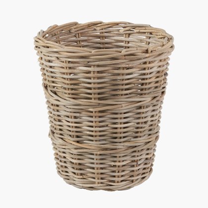 Pacific Tobs Grey Kubu Rattan Round Waste Paper Bin Pacific Tobs Grey Kubu Rattan Round Waste Paper Bin