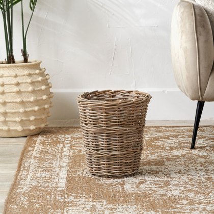 Pacific Tobs Grey Kubu Rattan Round Waste Paper Bin Pacific Tobs Grey Kubu Rattan Round Waste Paper Bin