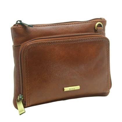 Nova Leathers Cognac Small Organiser Pocket Bag