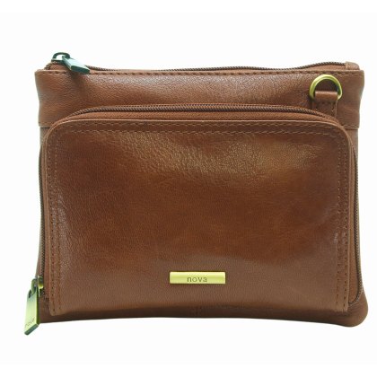 Nova Leathers Cognac Small Organiser Pocket Bag