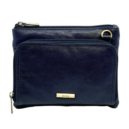Nova Leathers Navy Small Organiser Pocket Bag