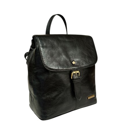 Nova Leathers Black Buckle Detail Backpack