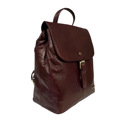 Nova Leathers Dark Brown Buckle Detail Backpack