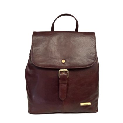 Nova Leathers Dark Brown Buckle Detail Backpack