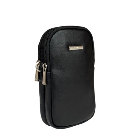 Nova Leathers Black Twin Zip Top Phone Bag Nova Leathers Black Twin Zip Top Phone Bag