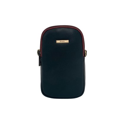 Nova Leathers Black Tan Twin Zip Top Phone Bag Nova Leathers Black Tan Twin Zip Top Phone Bag