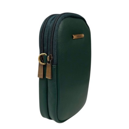 Nova Leathers Bottle Green Twin Zip Top Phone Bag Nova Leathers Bottle Green Twin Zip Top Phone Bag