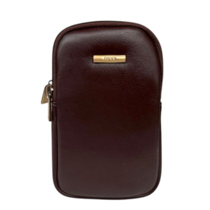 Nova Leathers Hot Chocolate Twin Zip Top Phone Bag Nova Leathers Hot Chocolate Twin Zip Top Phone Bag