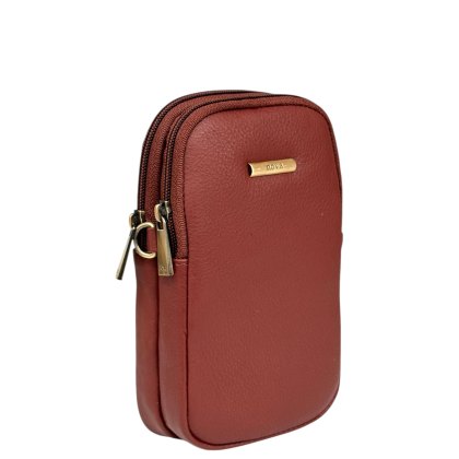 Nova Leathers Tan Twin Zip Top Phone Bag Nova Leathers Tan Twin Zip Top Phone Bag