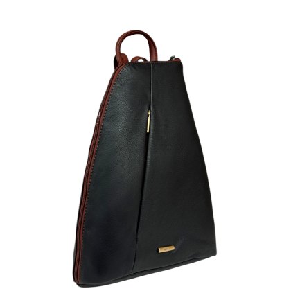 Nova Leathers Black Tan Pyramid Backpack