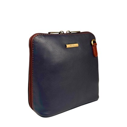 Nova Leathers Navy Tan Small Dome Bag Nova Leathers Navy Tan Small Dome Bag