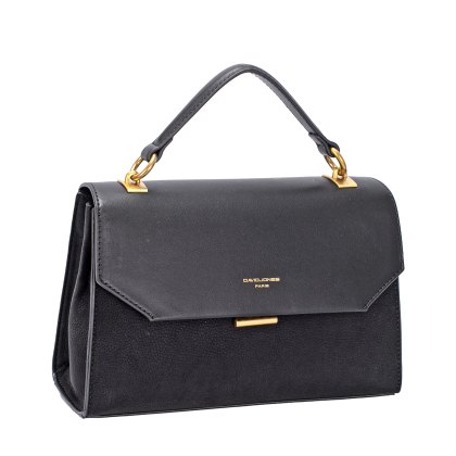 David Jones Black Half Flap Top Handle Grab Bag David Jones Black Half Flap Top Handle Grab Bag