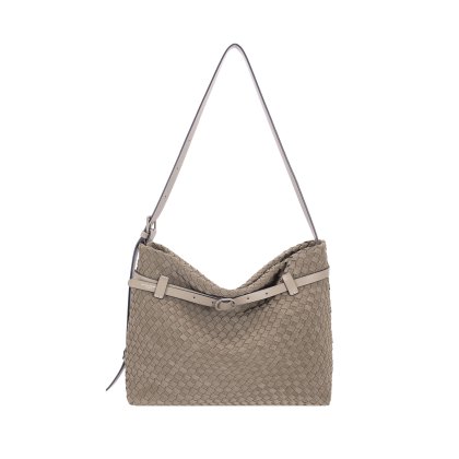 David Jones Warm Grey Sand Weave Long Shoulder Bag David Jones Warm Grey Sand Weave Long Shoulder Bag