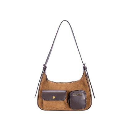 David Jones Apricot Tan Faux Suede Shoulder Bag David Jones Apricot Tan Faux Suede Shoulder Bag