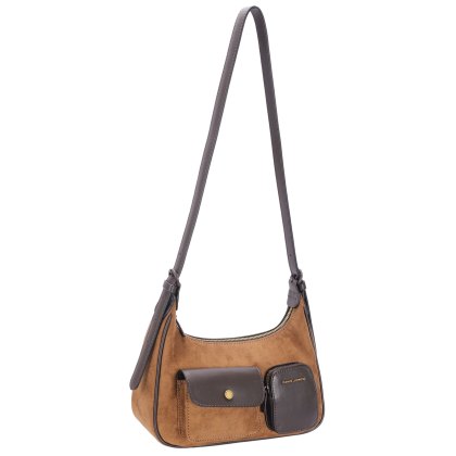 David Jones Apricot Tan Faux Suede Shoulder Bag David Jones Apricot Tan Faux Suede Shoulder Bag