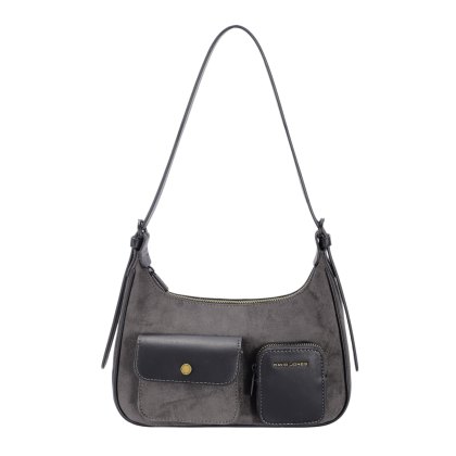 David Jones Black Faux Suede Shoulder Bag David Jones Black Faux Suede Shoulder Bag