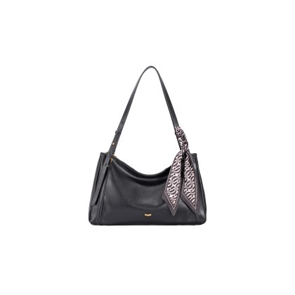 David Jones Black Leather Effect Slouchy Shoulder Bag David Jones Black Leather Effect Slouchy Shoulder Bag