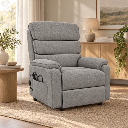 Hallie Lift & Tilt Recliner Chair in Grey Fabric Hallie Lift & Tilt Recliner Chair in Grey Fabric