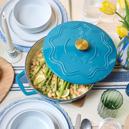Judge Cast Iron 28cm Shallow Casserole Blue Judge Cast Iron 28cm Shallow Casserole Blue