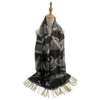 A & B Multi Pattern Scarf with Tassels Assorted