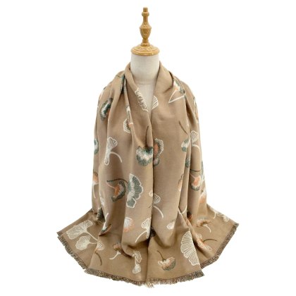 A & B Stylish Flying Gingko Leaf Print Scarf Assorted