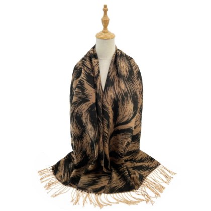 A & B Abstract Texture Print Scarf with Tassels Assorted