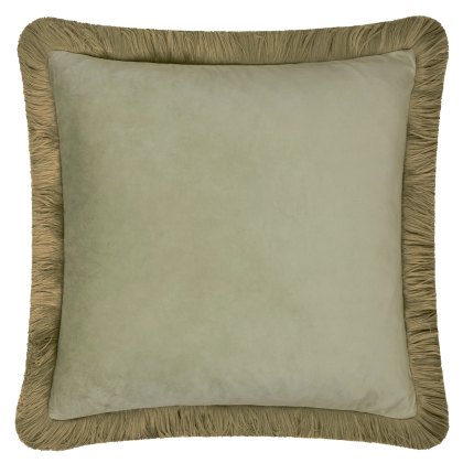 Furn Halo Fringed Velvet Cushion Green & Sage