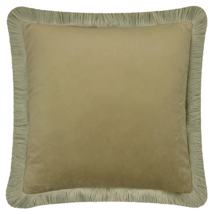 Furn Halo Fringed Velvet Cushion Sage & Green
