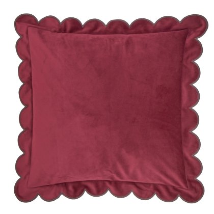 Furn Lil Scallop Cushion Burgundy & Chocolate