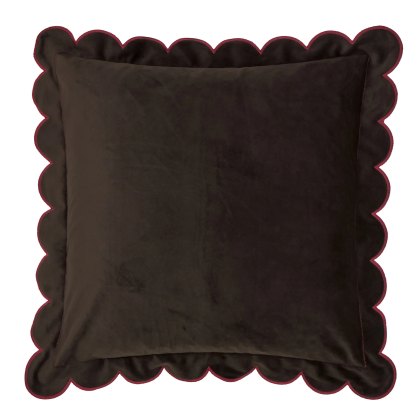 Furn Lil Scallop Cushion Chocolate & Burgundy