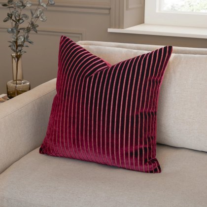 Paoletti Savoy Stripe Cushion Burgundy