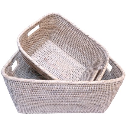Lows Storage Basket White Wash