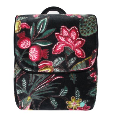 Earth Squared Printed Velvet Black Backpack Earth Squared Printed Velvet Black Backpack