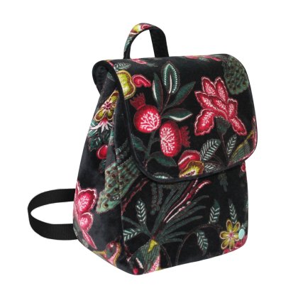 Earth Squared Printed Velvet Black Backpack Earth Squared Printed Velvet Black Backpack