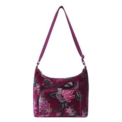 Earth Squared Printed Velvet Plum Hobo Bag Earth Squared Printed Velvet Plum Hobo Bag