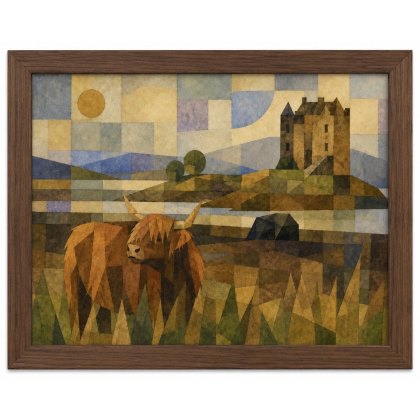 Aquarelle Bernard at Castle Print Art Walnut Frame
