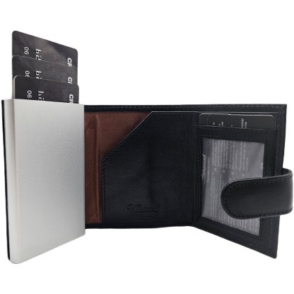 Ashwood Leather Premium Bi-fold Wallet Pop-up Card Holder Black