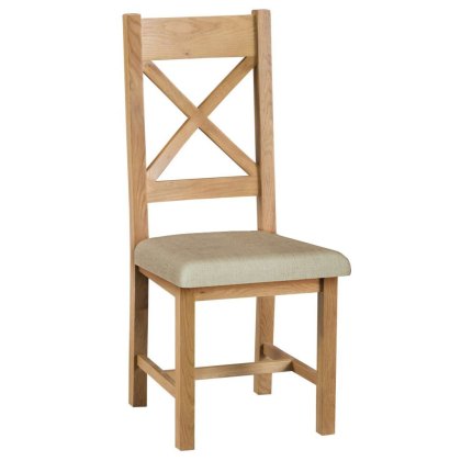 Norfolk Oak Cross Back Chair Fabric Seat