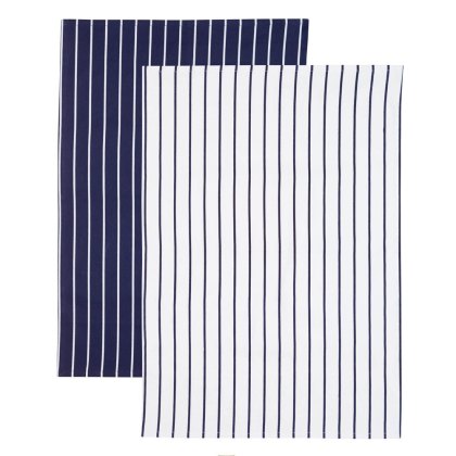kitchenCraft Blue Stripe Tea Towels Pack of 2