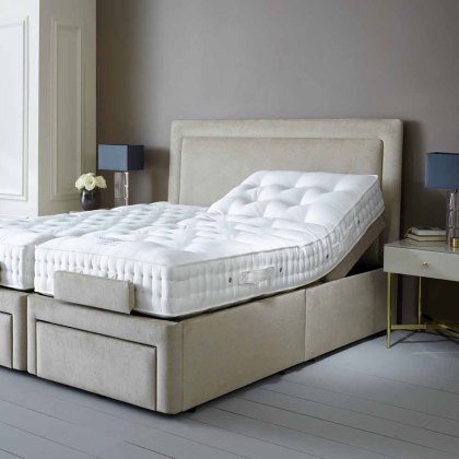 Sapphire II adjustable base with Arcadia headboard, with end drawer