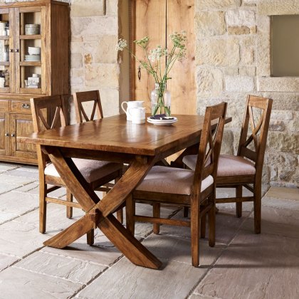 Mango Creek Cross Leg Dining Table and 4 Dining Chairs