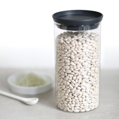 Brabantia Grey 1.1L Stackable Glass Jars