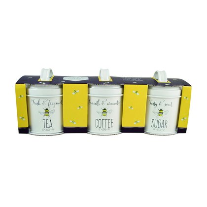 Bee Happy Set of 3 Storage Canisters