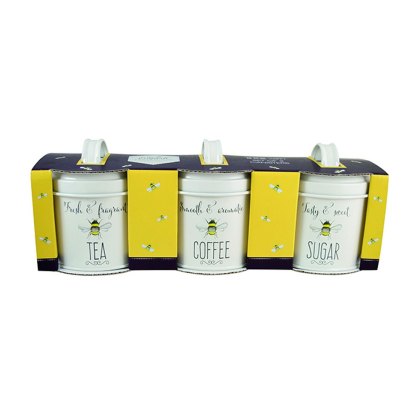 Bee Happy Set of 3 Storage Canisters Bee Happy Set of 3 Storage Canisters