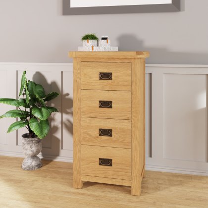 Norfolk Oak 4 drawer narrow chest
