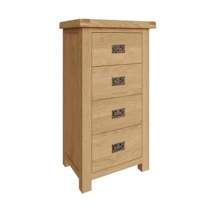 Norfolk Oak 4 drawer narrow chest