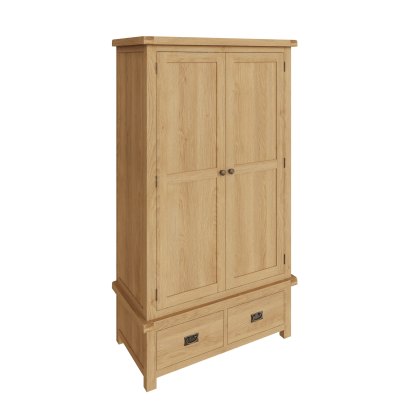 Norfolk Oak 2 Door 2 Drawer Wardrobe