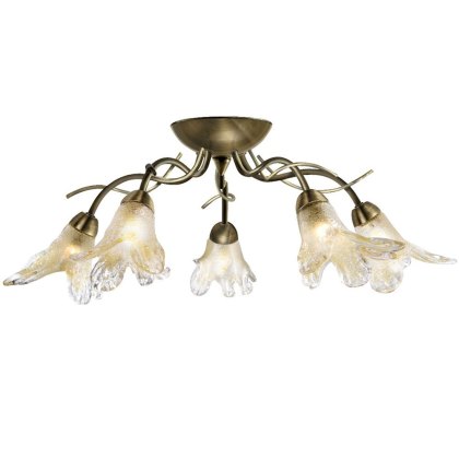 Lily Antique Brass 5 Ceiling Light